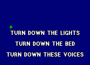 TURN DOWN THE LIGHTS
TURN DOWN THE BED
TURN DOWN THESE VOICES