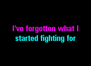 I've forgotten what I

started fighting for