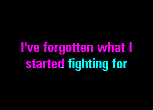 I've forgotten what I

started fighting for