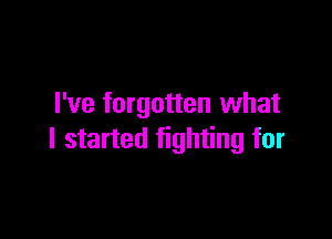 I've forgotten what

I started fighting for