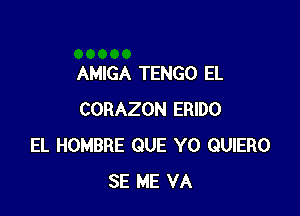 AMIGA TENGO EL

CORAZON ERIDO
EL HOMBRE QUE Y0 QUIERO
SE ME VA