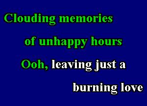 Clouding memories

of unhappy hours

0011, leaving just a

burning love