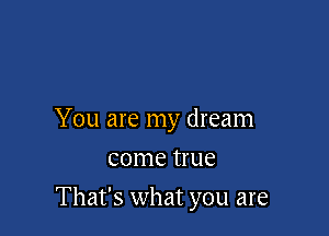 You are my dream

come true
That's what you are