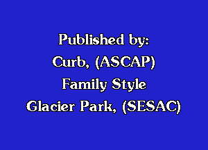 Published byz
Curb, (ASCAP)

Family Style
Glacier Park, (SESAC)