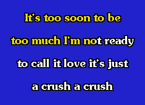 It's too soon to be
too much I'm not ready
to call it love it's just

a crush a crush