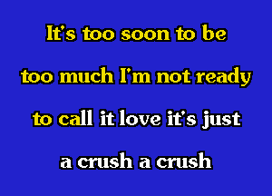 It's too soon to be
too much I'm not ready
to call it love it's just

a crush a crush