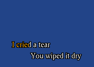 I cried a tear

You wiped it dry