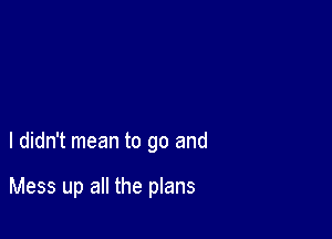 I didn't mean to go and

Mess up all the plans