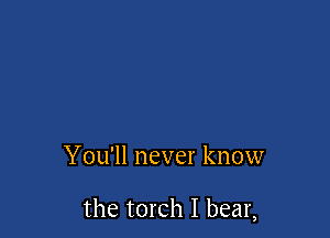 You'll never know

the torch I bear,