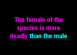 The female of the

species is more
deadly than the male