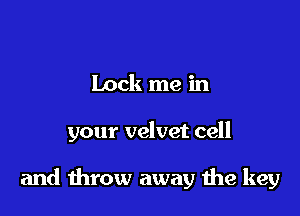 Lock me in

your velvet cell

and throw away 1119 key