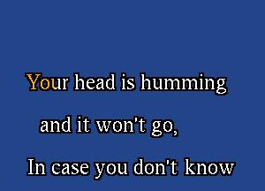 Your head is humming

and it won't go,

In case you don't know