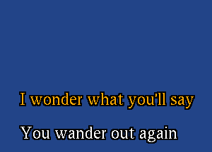 I wonder what you'll say

You wander out again
