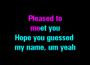 Pleased to
meet you

Hope you guessed
my name, um yeah