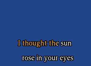 I thought the sun

rose in your eyes