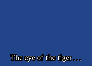 The eye of the tiger . . .