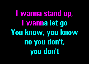 I wanna stand up,
I wanna let go

You know, you know
no you don't,
you don't