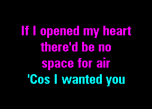 If I opened my heart
there'd be no

space for air
'Cos I wanted you