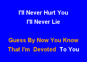 I'll Never Hurt You
I'll Never Lie

Guess By Now You Know
That I'm Devoted To You