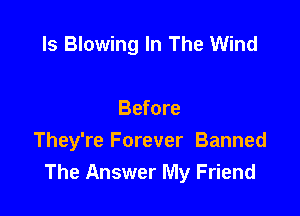 ls Blowing In The Wind

Before
They're Forever Banned
The Answer My Friend