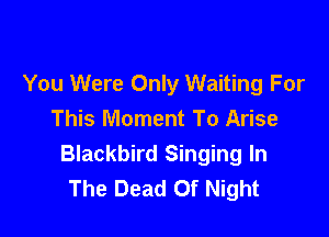 You Were Only Waiting For

This Moment To Arise
Blackbird Singing In
The Dead Of Night