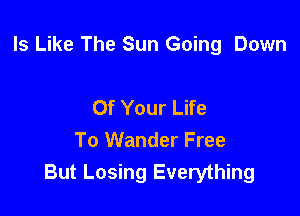 Is Like The Sun Going Down

Of Your Life
To Wander Free
But Losing Everything