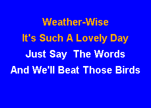 Weather-Wise
It's Such A Lovely Day
Just Say The Words

And We'll Beat Those Birds