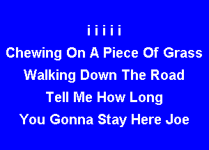 Chewing On A Piece Of Grass
Walking Down The Road

Tell Me How Long
You Gonna Stay Here Joe