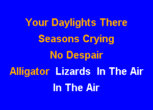 Your Daylights There
Seasons Crying

No Despair
Alligator Lizards In The Air
In The Air