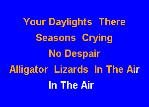 Your Daylights There
Seasons Crying

No Despair
Alligator Lizards In The Air
In The Air