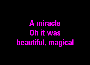 A miracle

Oh it was
beautiful. magical
