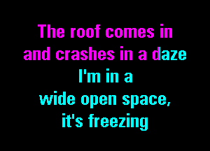 The roof comes in
and crashes in a daze

I'm in a
wide open space,
it's freezing