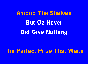 Among The Shelves
But 02 Never
Did Give Nothing

The Perfect Prize That Waits