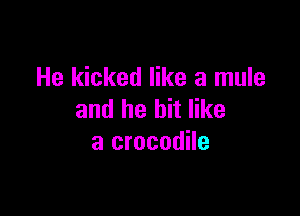 He kicked like a mule

and he hit like
a crocodile