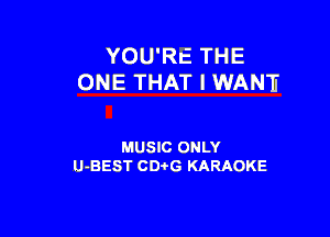 YOU'RE THE
ONE THAT I WAN'H

MUSIC ONLY
U-BEST CDi'G KARAOKE