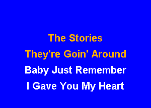 The Stories

They're Goin' Around
Baby Just Remember
I Gave You My Heart