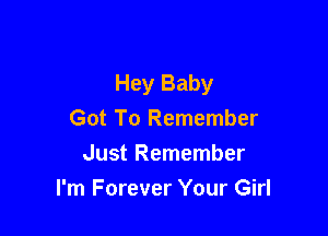 Hey Baby

Got To Remember
Just Remember
I'm Forever Your Girl