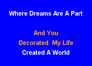 Where Dreams Are A Part

And You

Decorated My Life
Created A World