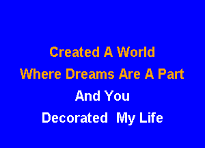 Created A World
Where Dreams Are A Part

And You
Decorated My Life