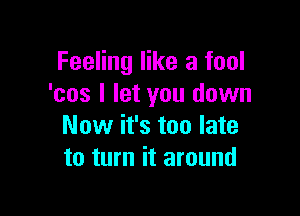 Feeling like a fool
'cos I let you down

Now it's too late
to turn it around