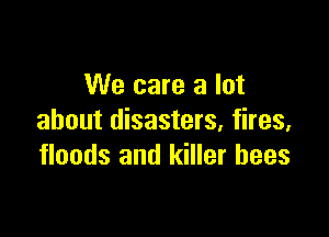 We care a lot

about disasters, fires.
floods and killer bees