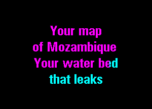 Your map
of Mozambique

Your water bed
that leaks