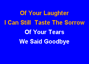 Of Your Laughter
I Can Still Taste The Sorrow

Of Your Tears
We Said Goodbye