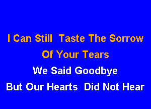 I Can Still Taste The Sorrow

Of Your Tears
We Said Goodbye
But Our Hearts Did Not Hear