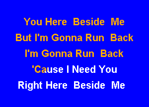 You Here Beside Me

But I'm Gonna Run Back

I'm Gonna Run Back
'Cause I Need You
Right Here Beside Me