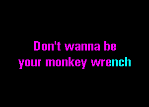 Don't wanna be

your monkey wrench