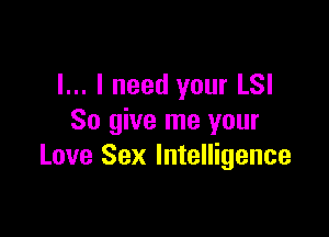 l... I need your LSI

So give me your
Love Sex Intelligence