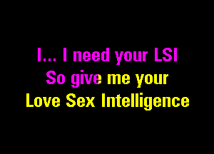 l... I need your LSI

So give me your
Love Sex Intelligence