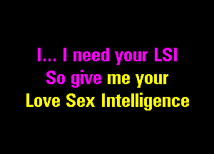 l... I need your LSI

So give me your
Love Sex Intelligence