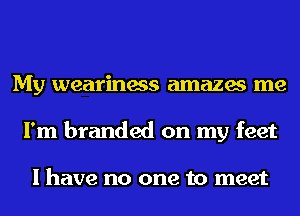 My weariness amazes me
I'm branded on my feet

I have no one to meet